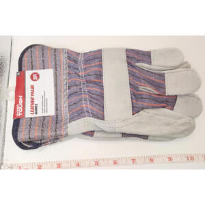 Hyper Tough Leather Palm Gloves (Heavy Duty) Size Large (L) - 2 Pack